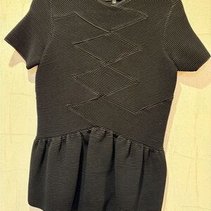 Emporio Armani Ribbed Black Knit Top